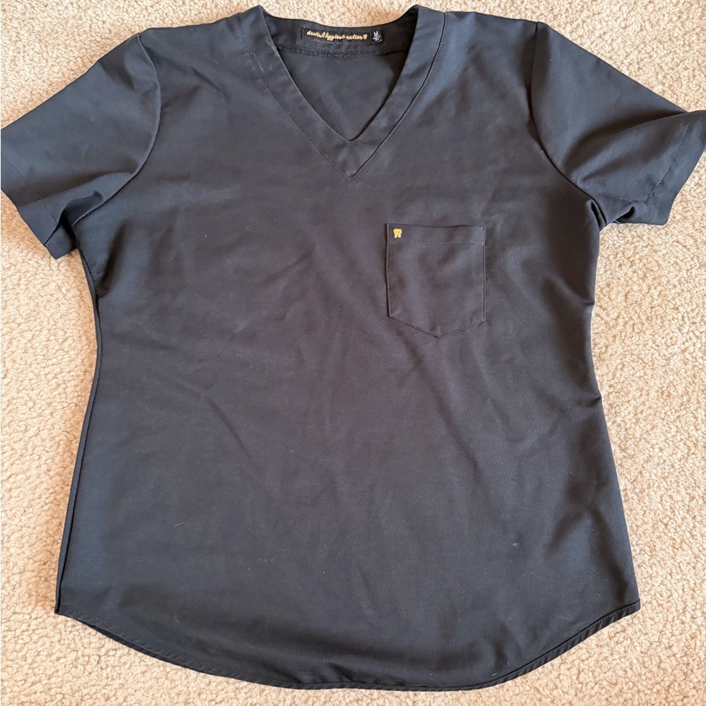 Dental Hygiene Nation Black V-Neck scrub Top